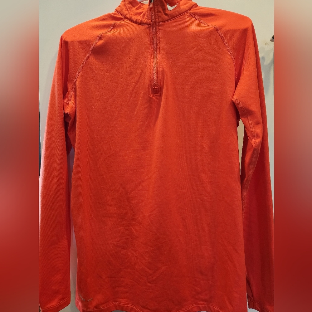 Nike Therma-Fit Ladies XL 1/4 Zip Pullover Combat Pro Beautiful Orange Fitted